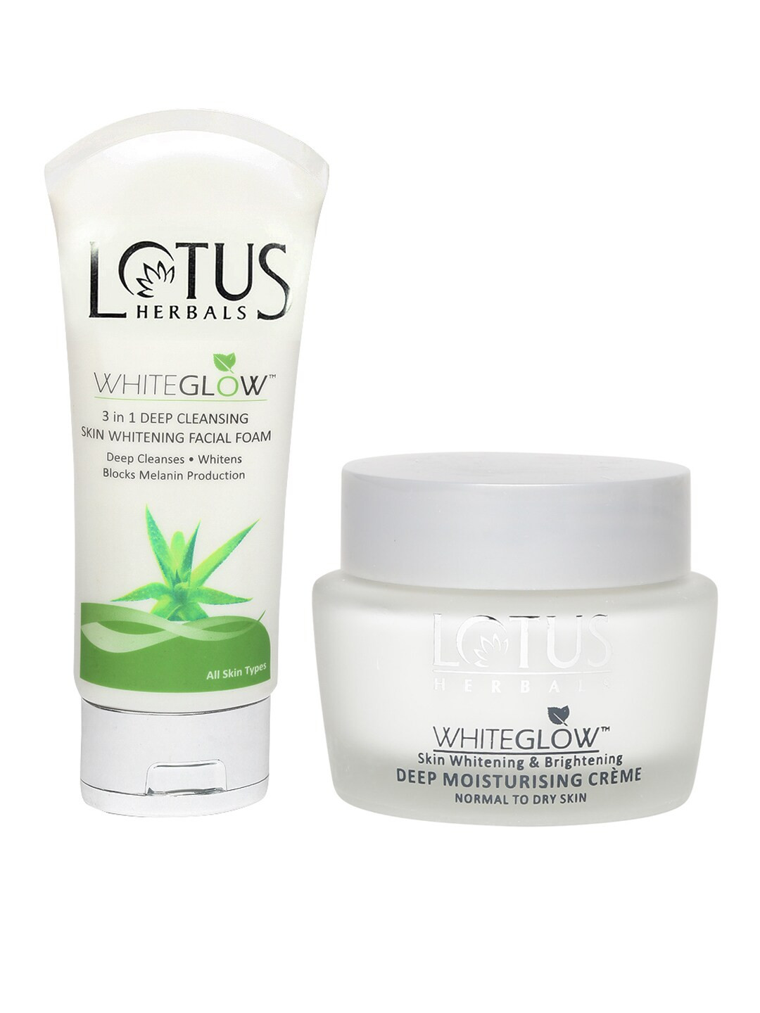 

Lotus Herbals Sustainable Set of Whitening Facial Foam Brightening Deep Moisturising Cream, White