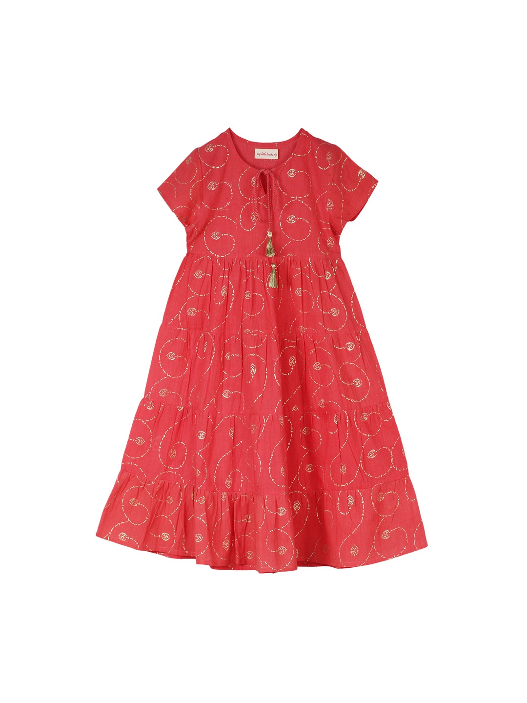 

My Little Lambs Girls Red Printed Fit and Flare Dress