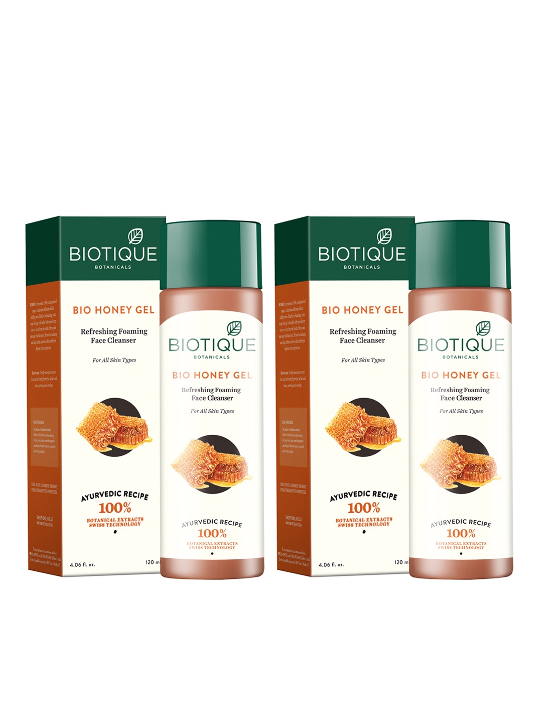 

Biotique Unisex Bio Pack of 2 Honey Gel Refreshing Foaming Face Cleanser, Orange