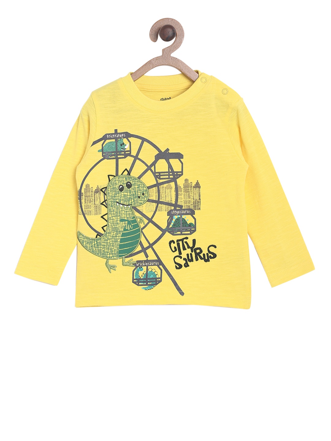 

MINI KLUB Boys Yellow Printed Round Neck T-shirt