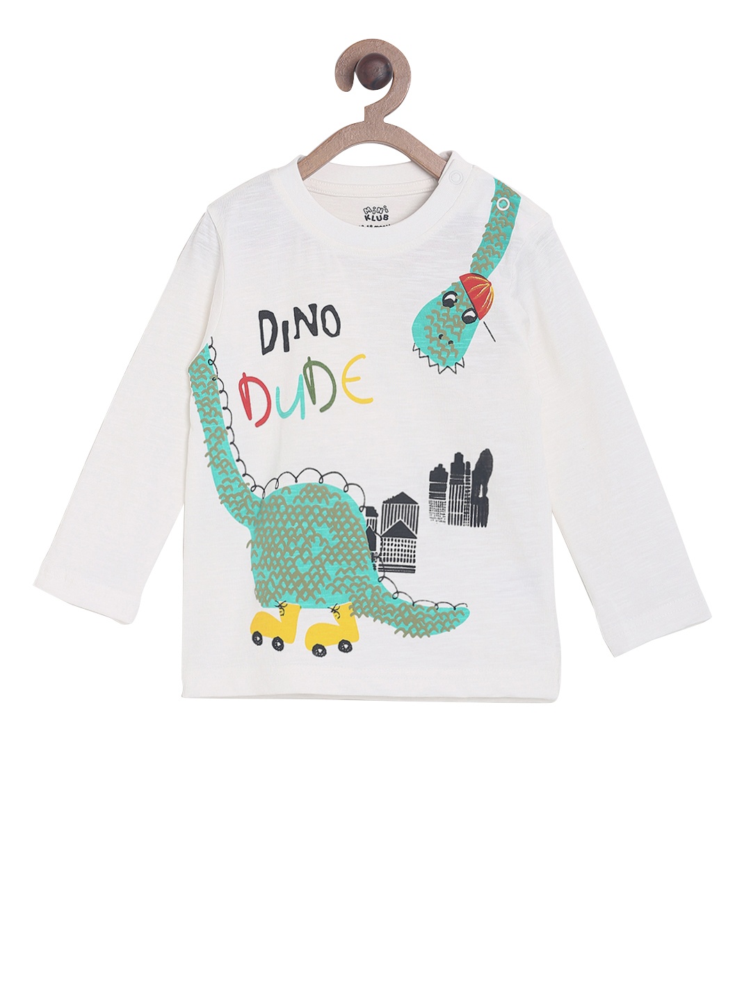 

MINI KLUB Boys White Printed Round Neck T-shirt