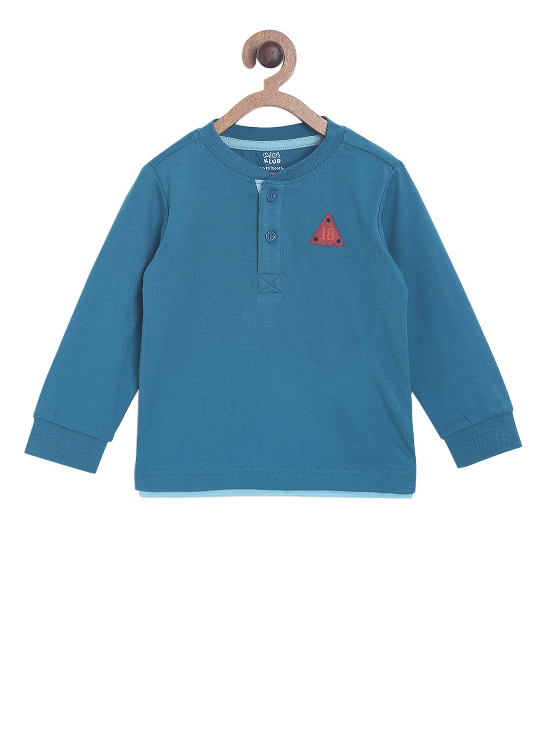 

MINI KLUB Boys Blue Solid Henley Neck T-shirt