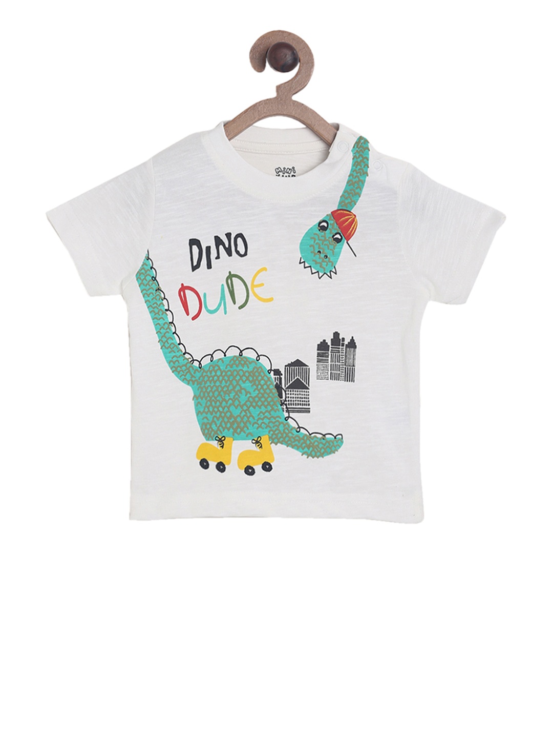 

MINI KLUB Boys White Printed Round Neck T-shirt