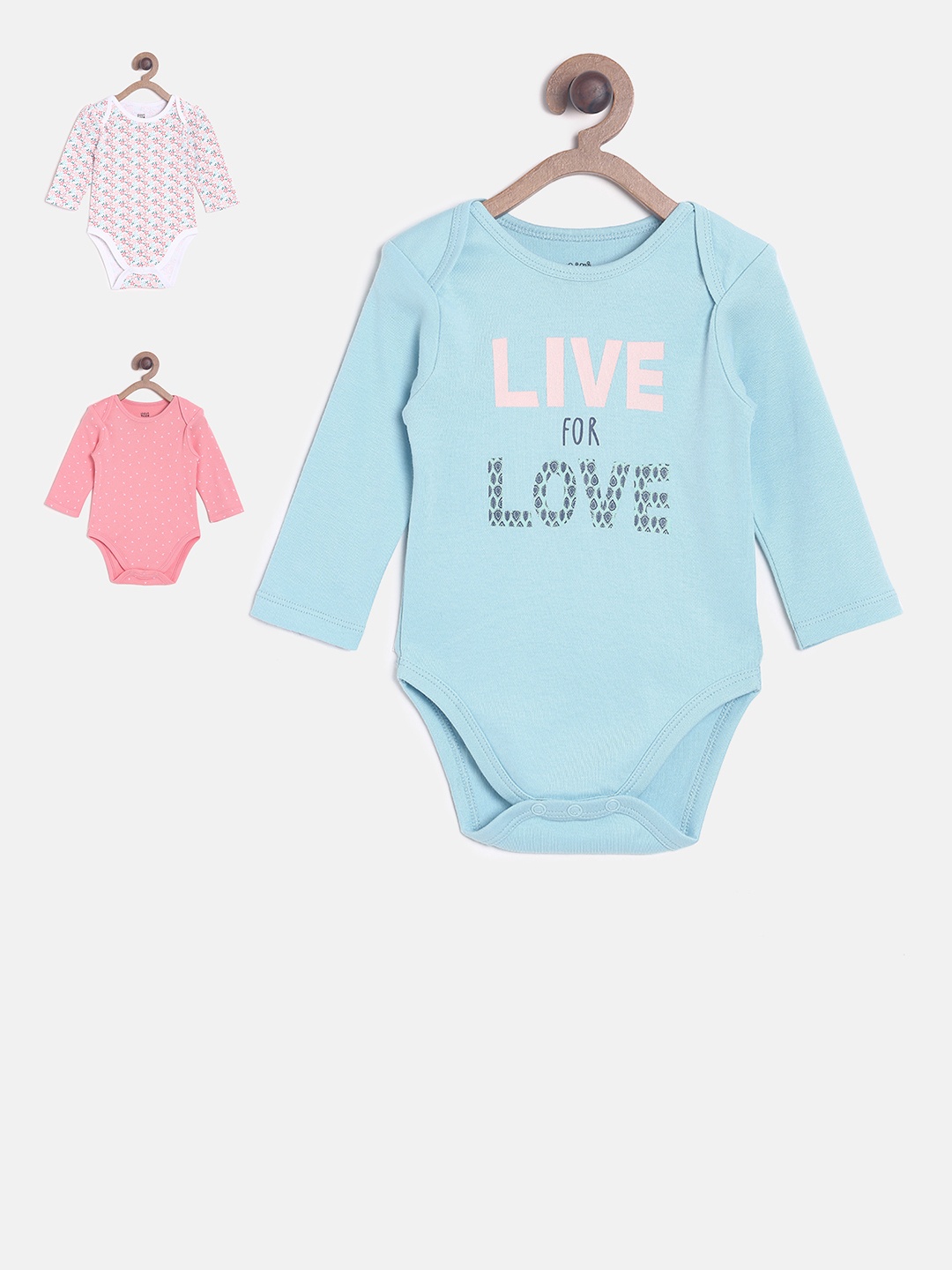 

MINI KLUB Girls Pack of 3 Printed Bodysuits, Blue
