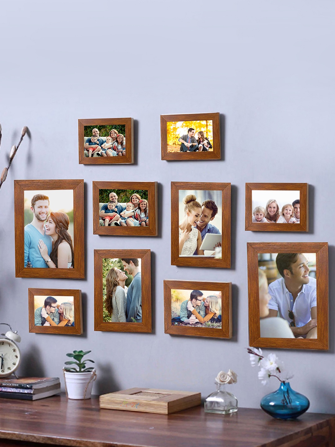 

Art Street Brown Solid Set of 10 Wall Photo Frames