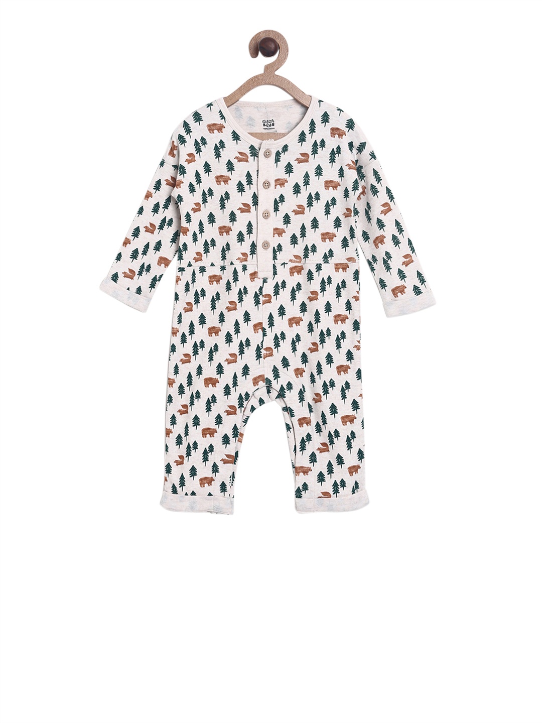 

MINI KLUB Boy's Off White Printed Romper