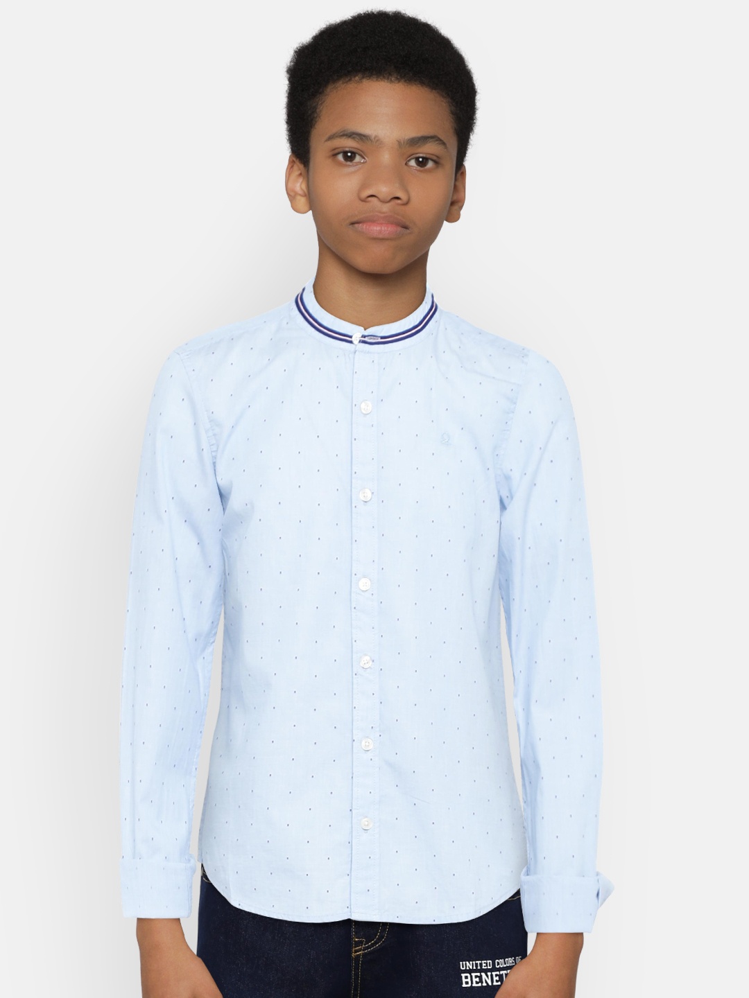 

United Colors of Benetton Boys Blue Regular Fit Printed Casual Shirt