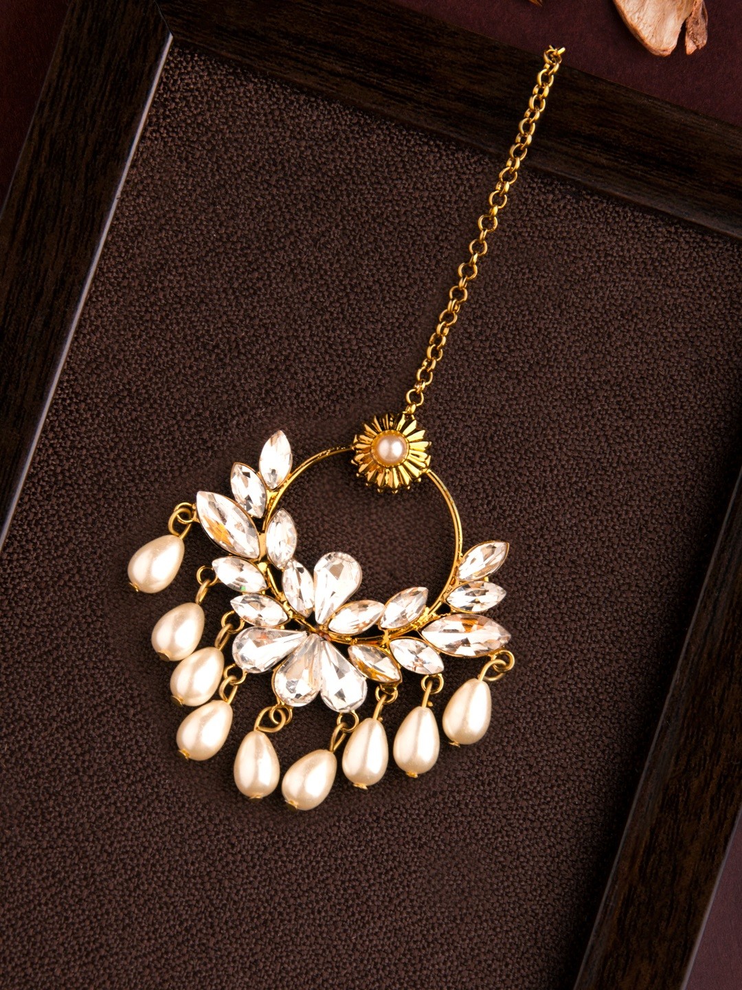 

Rubans Women Gold-Toned Crystal Studded Handcrafted Mang Tika