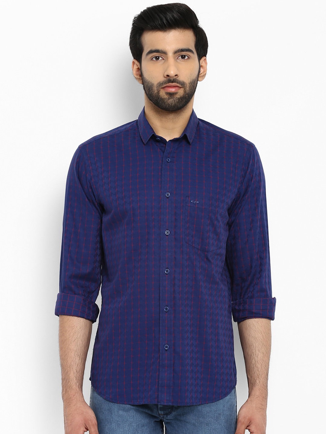 

ColorPlus Men Blue & Red Tailored Fit Checked Casual Shirt
