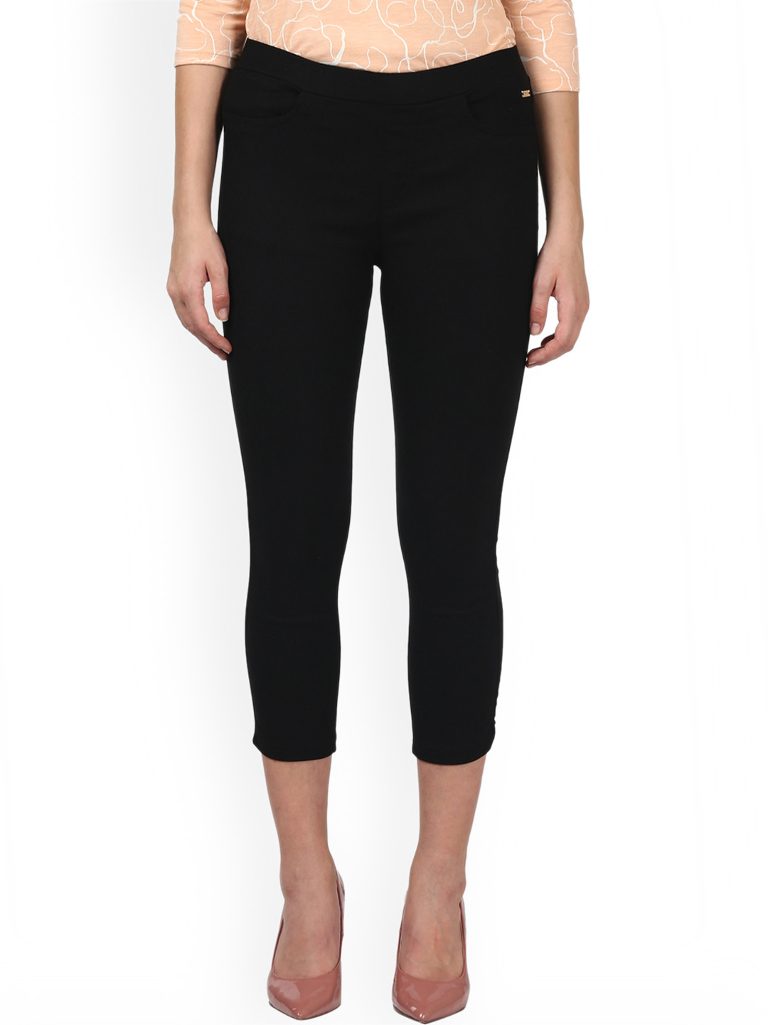 

Park Avenue Woman Black Regular Fit Solid Regular Trousers