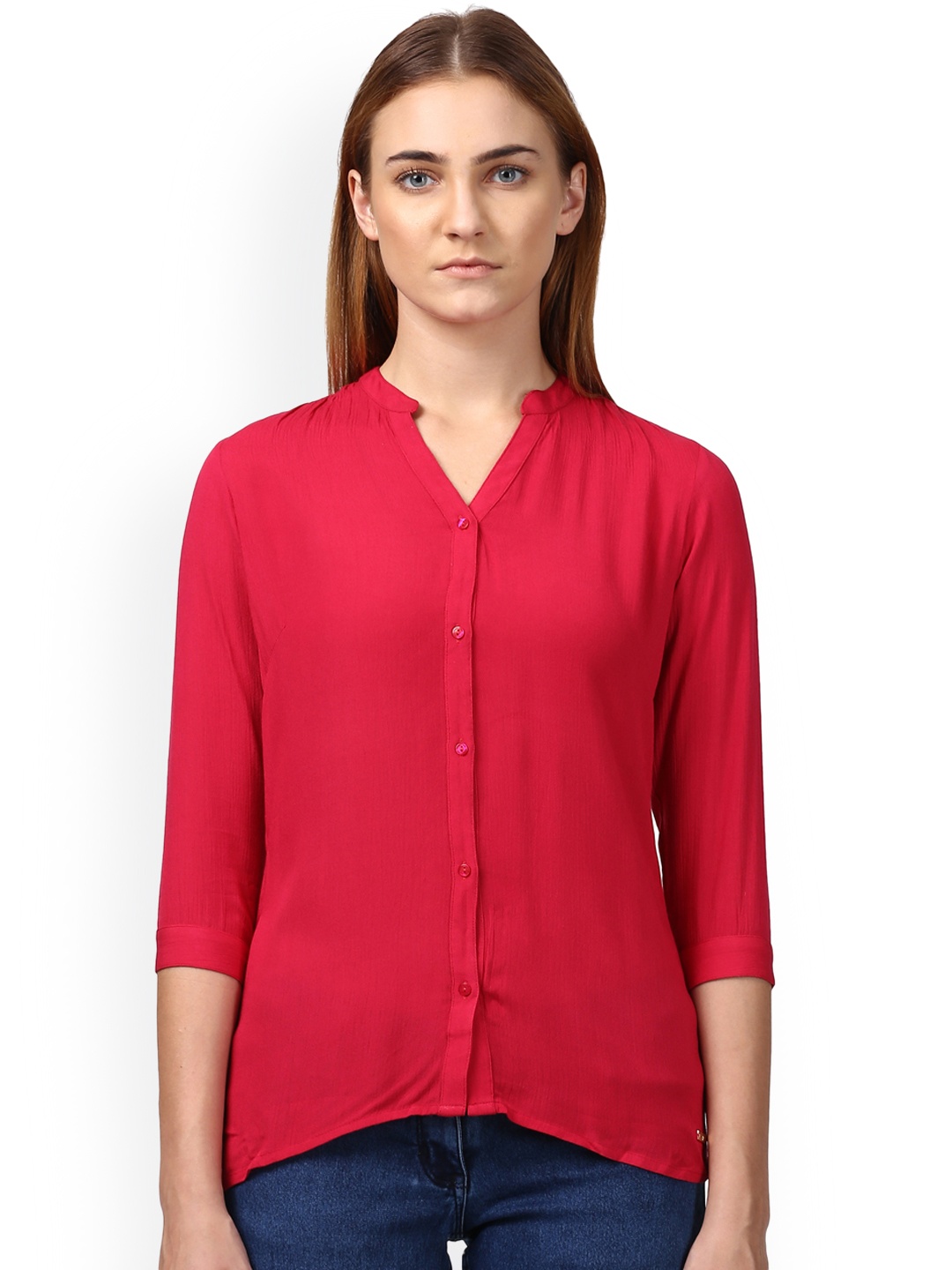 

Park Avenue Woman Red Solid Shirt Style Top