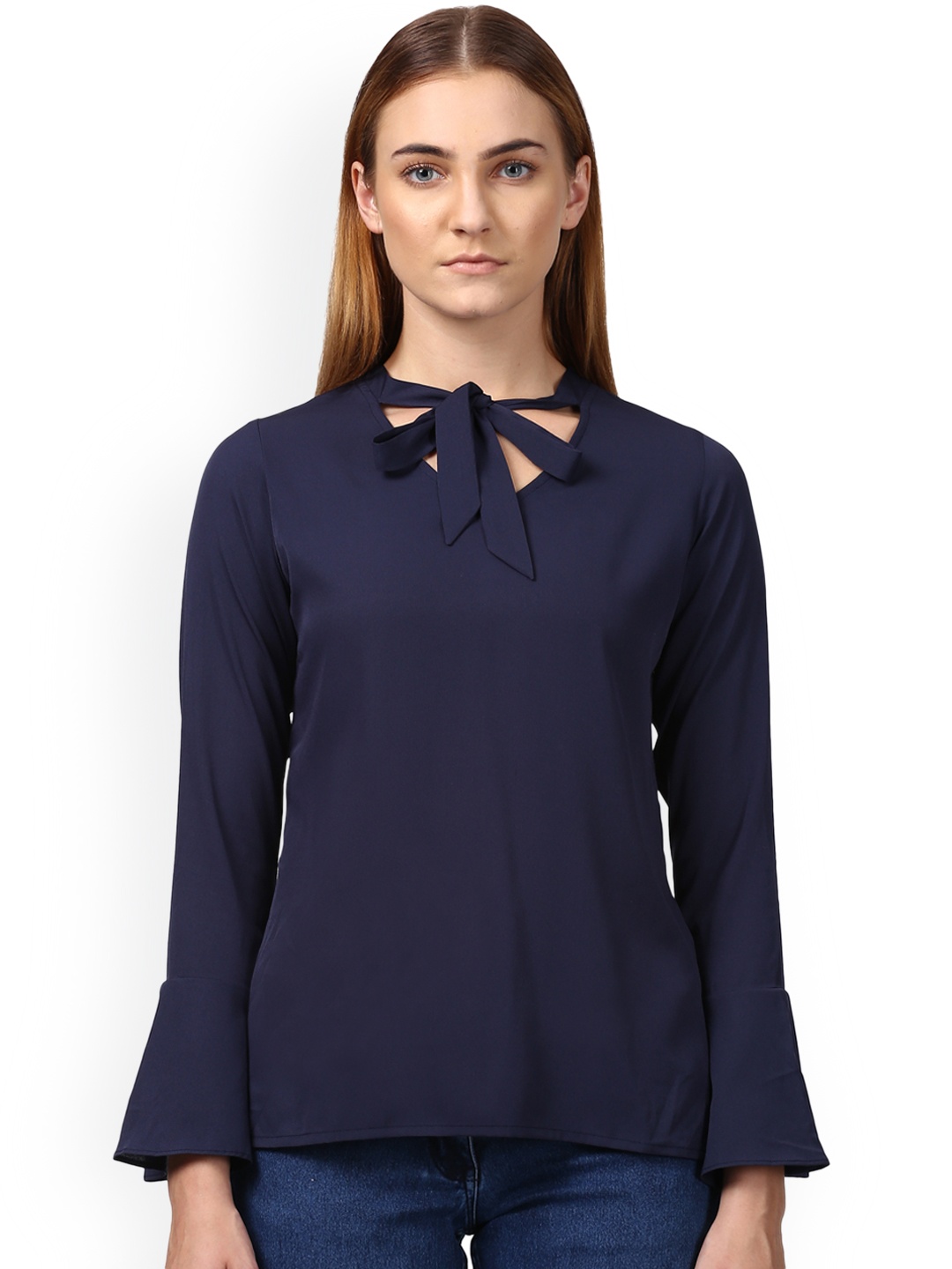 

Park Avenue Woman Navy Blue Solid A-Line Top