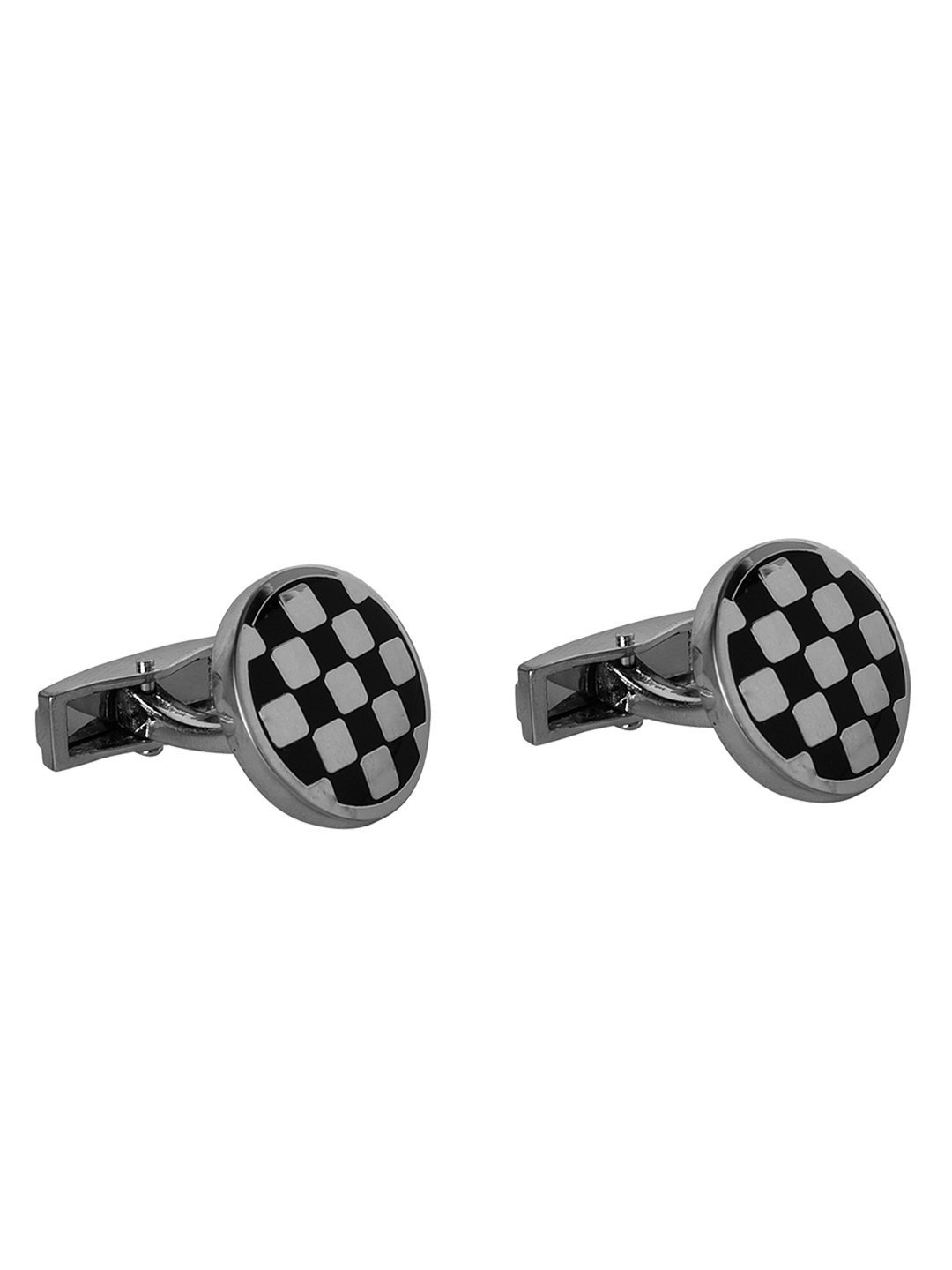 

JEWEL JUNCTION Silver-Toned Round Cufflinks