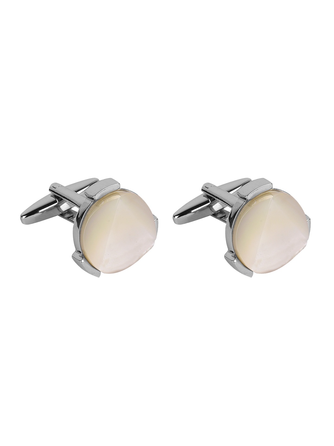 

JEWEL JUNCTION Silver-Toned Round Cufflinks