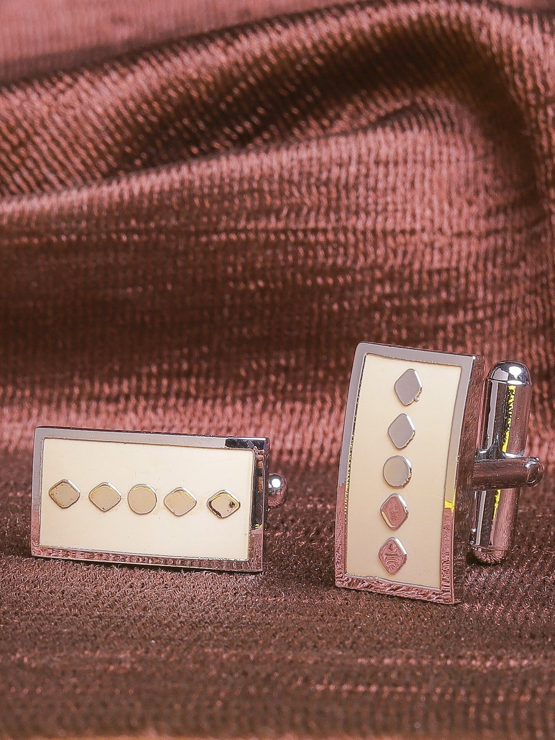 

JEWEL JUNCTION Silver-Toned Rectangle Cufflinks