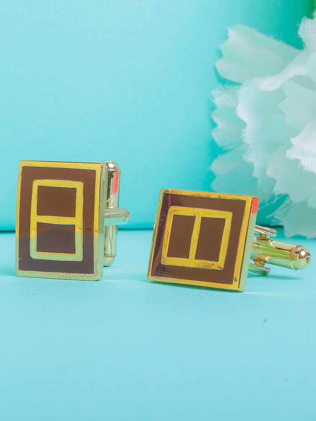 

JEWEL JUNCTION Gold-Toned Rectangle Cufflinks