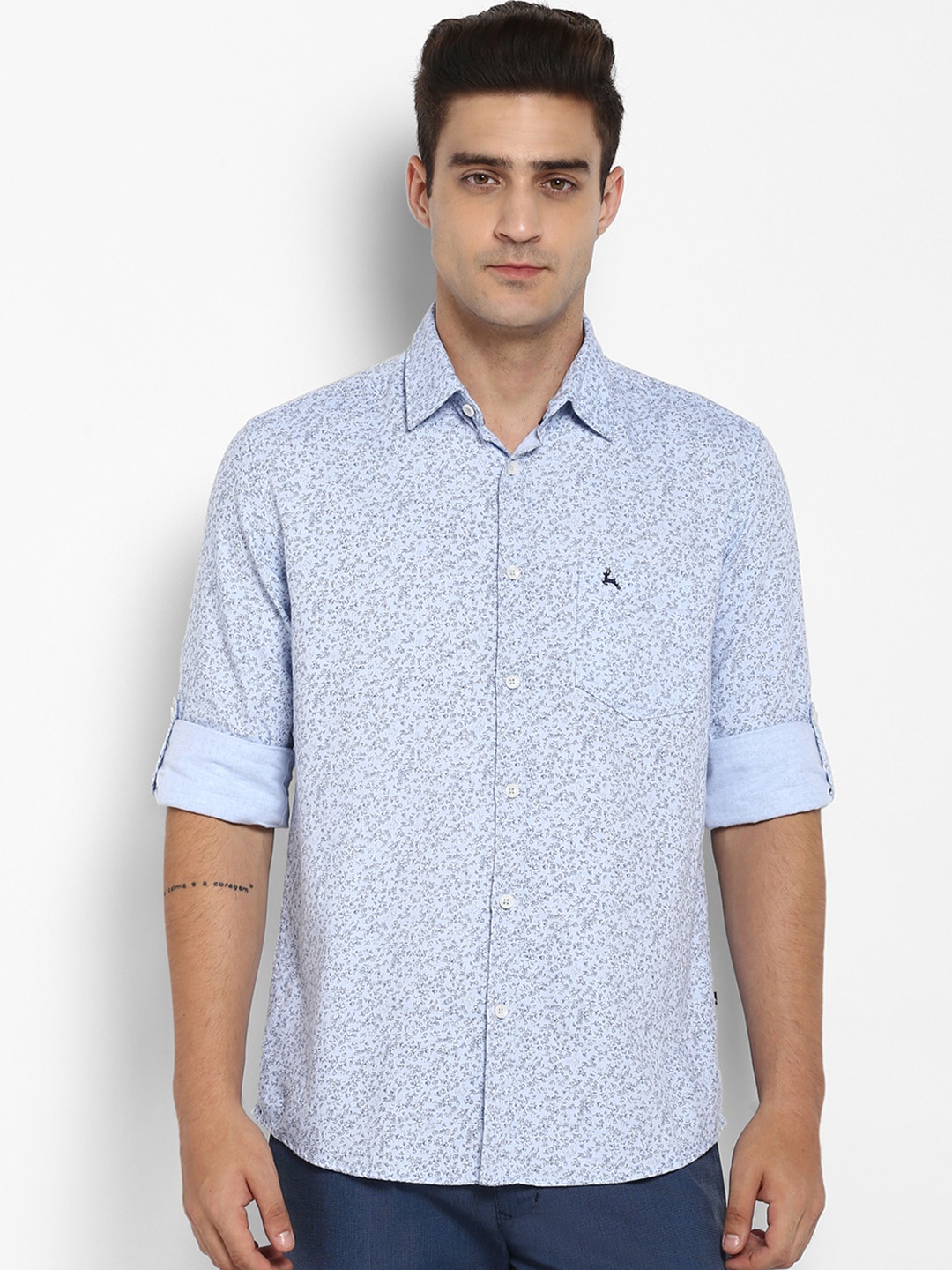 

Parx Men Blue Slim Fit Printed Casual Shirt