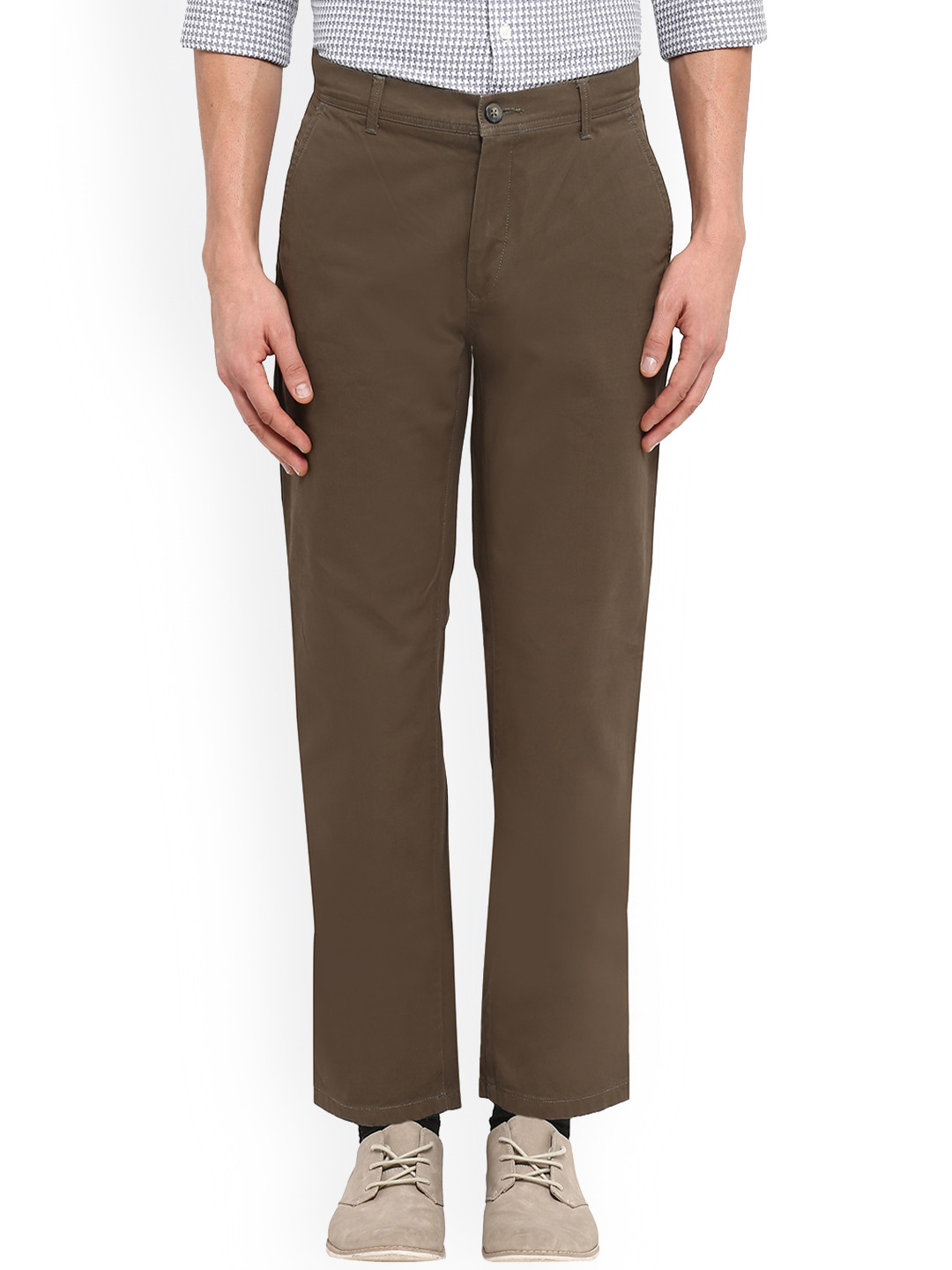 

ColorPlus Men Brown Regular Fit Solid Regular Trousers