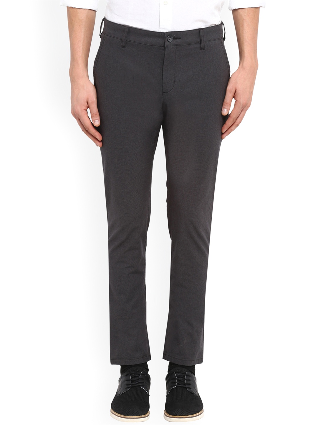 

ColorPlus Men Grey Regular Fit Solid Regular Trousers