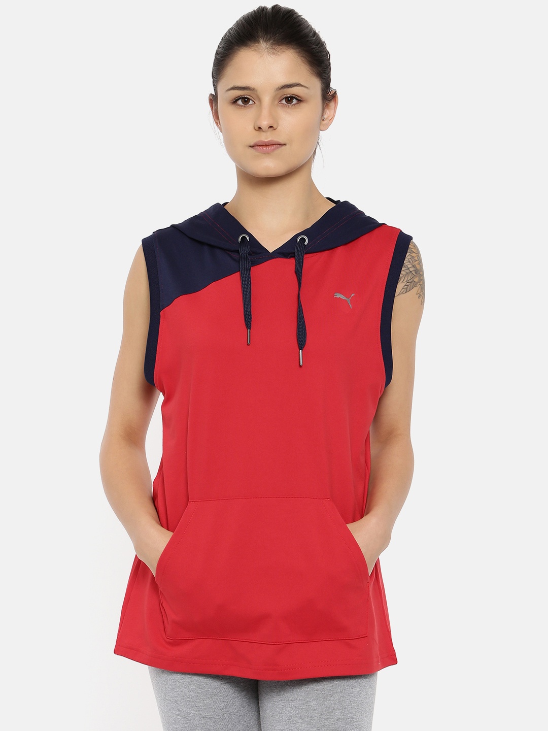 

Puma Women Red & Navy A.C.E. Colourblocked Hoodie Sweatshirt