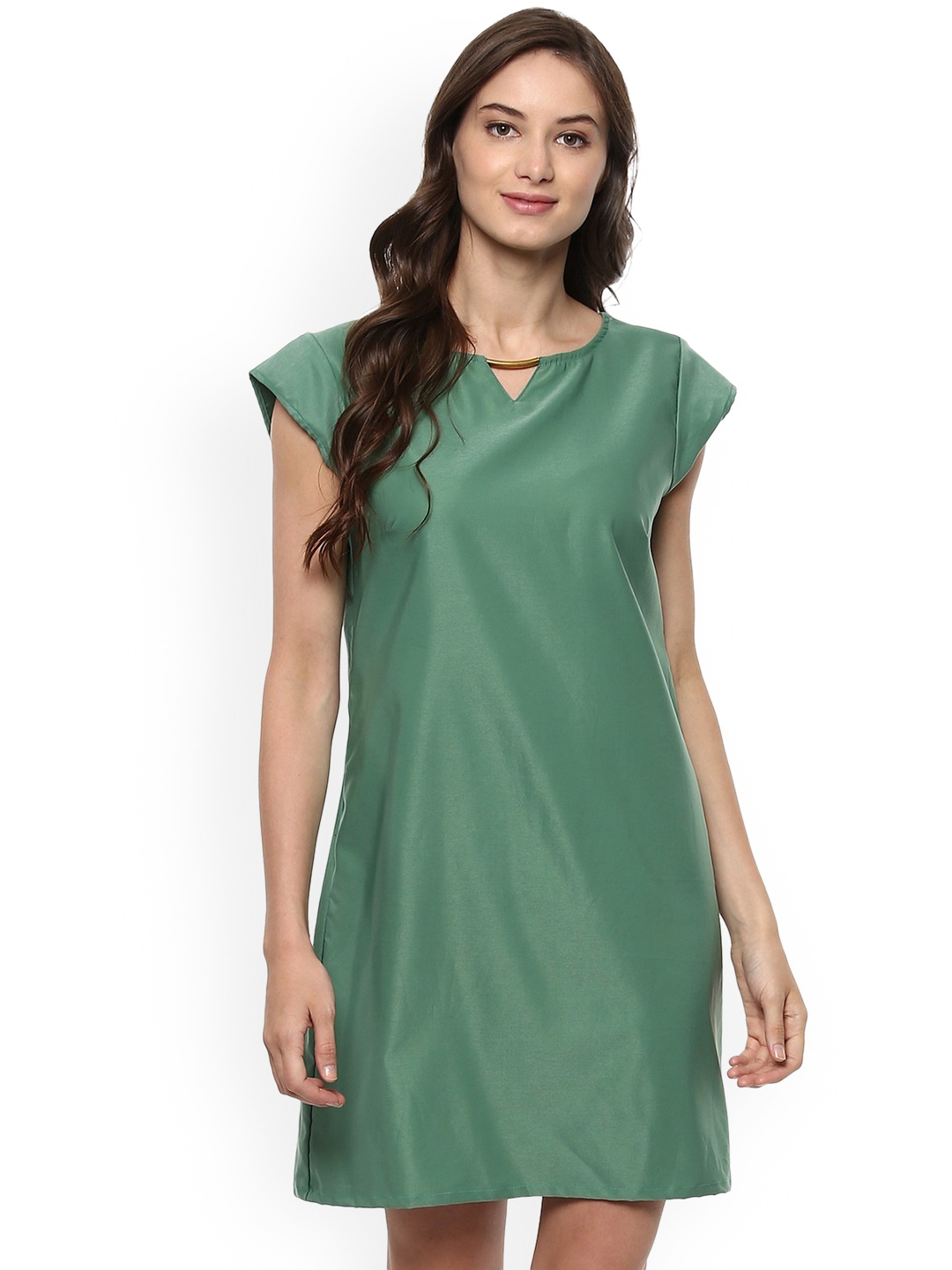 

Zima Leto Women Green Solid A-Line Dress