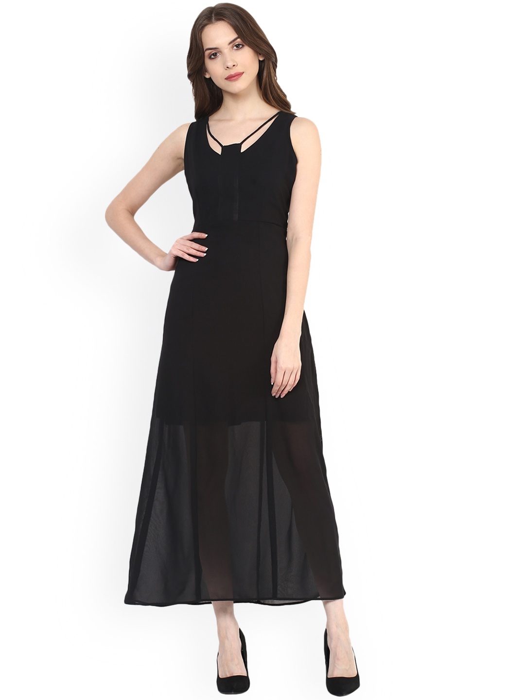 

Zima Leto Women Black Solid Maxi Dress