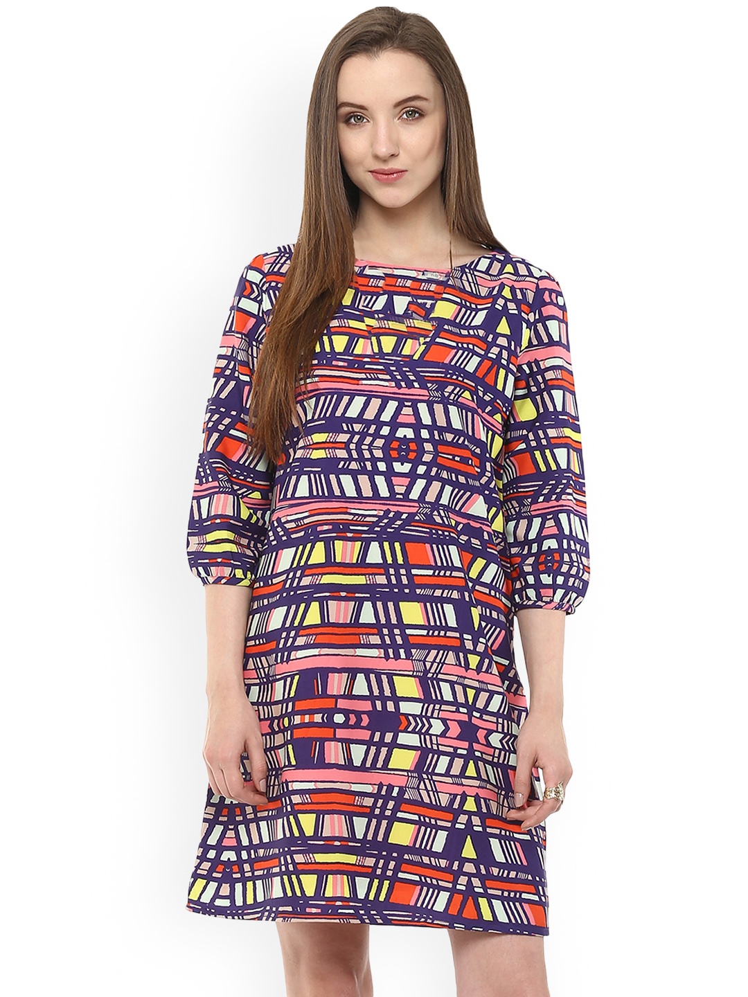 

Zima Leto Women Multicoloured Printed A-Line Dress, Multi