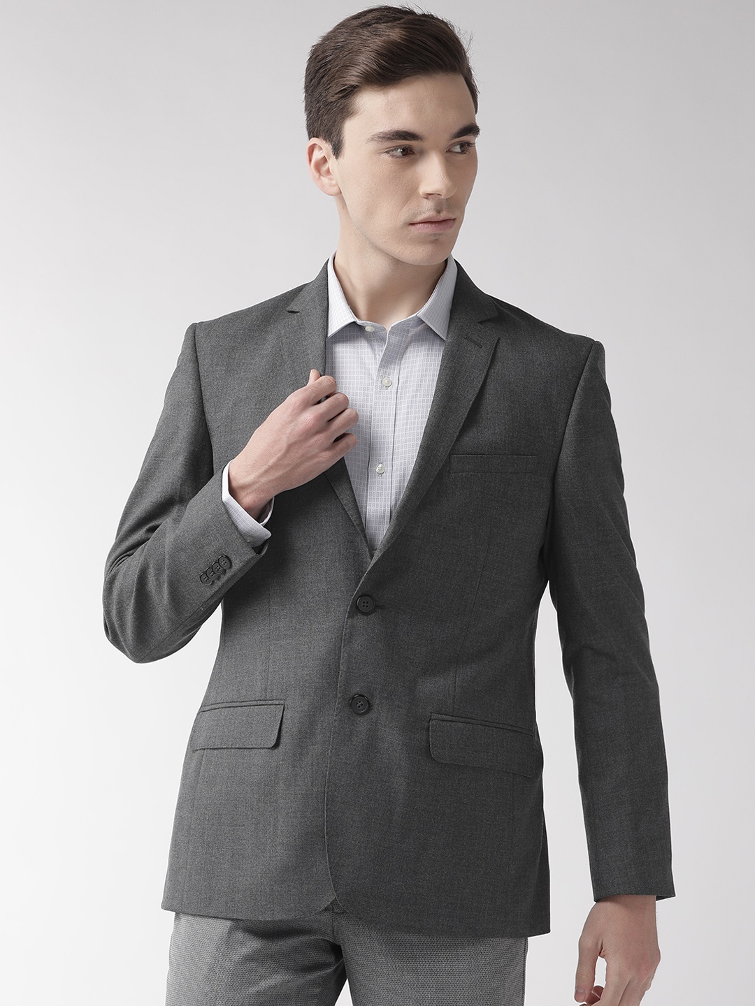 

Park Avenue Men Charcoal Grey Solid Single-Breasted Slim Fit Formal Blazer