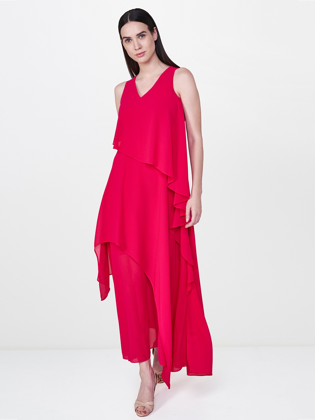 

AND Women Pink Solid Maxi Dress