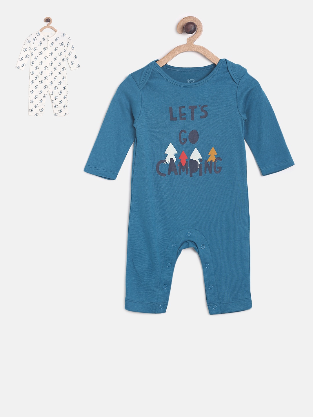 

MINI KLUB Boys Pack of 2 Printed Rompers, Blue
