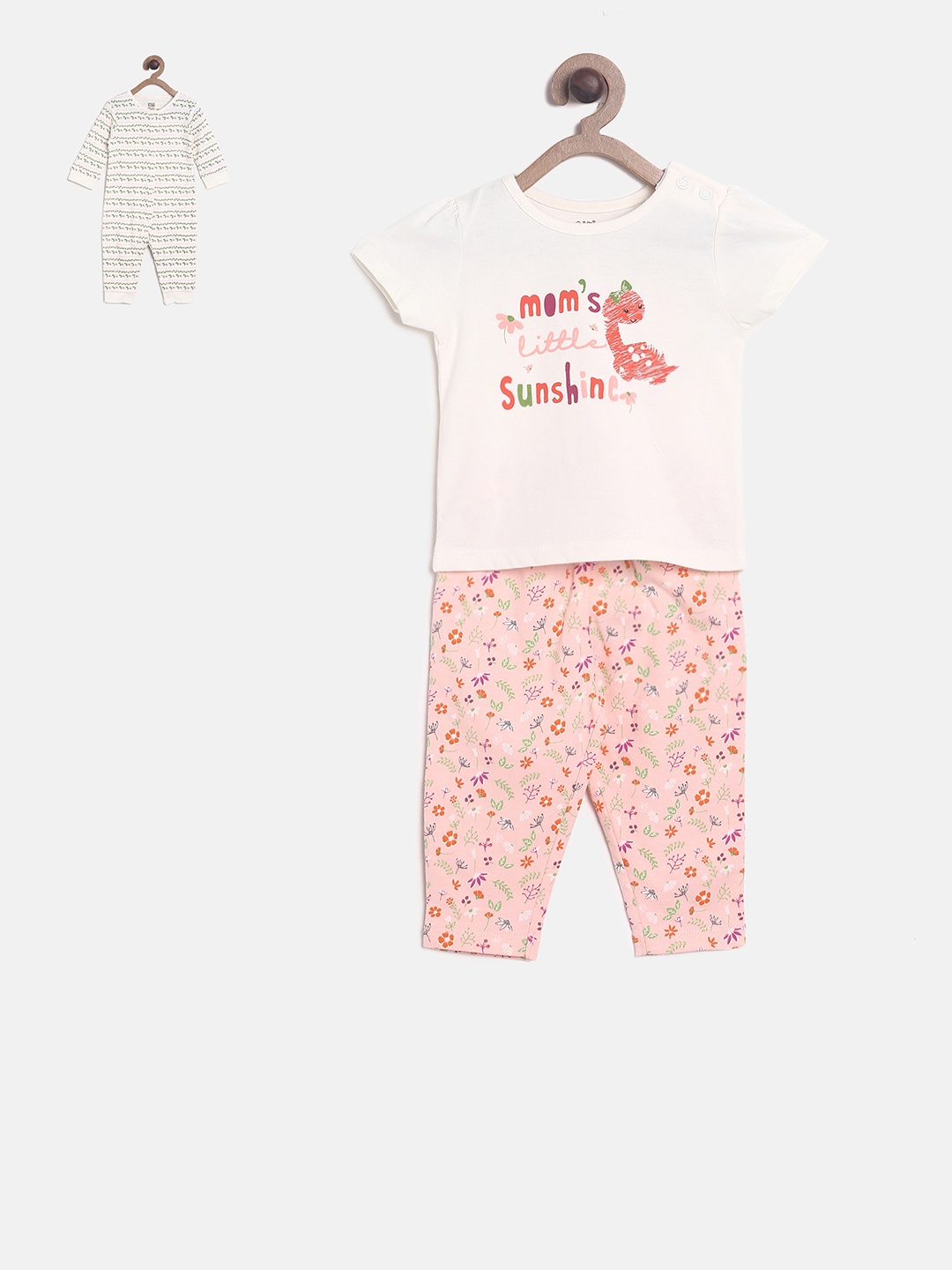 

MINI KLUB Girls Multicoloured Printed Clothing Set, Cream