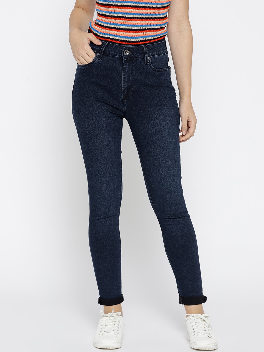 

Pepe Jeans Women Navy Blue Skinny Fit High-Rise Clean Look Stretchable Jeans
