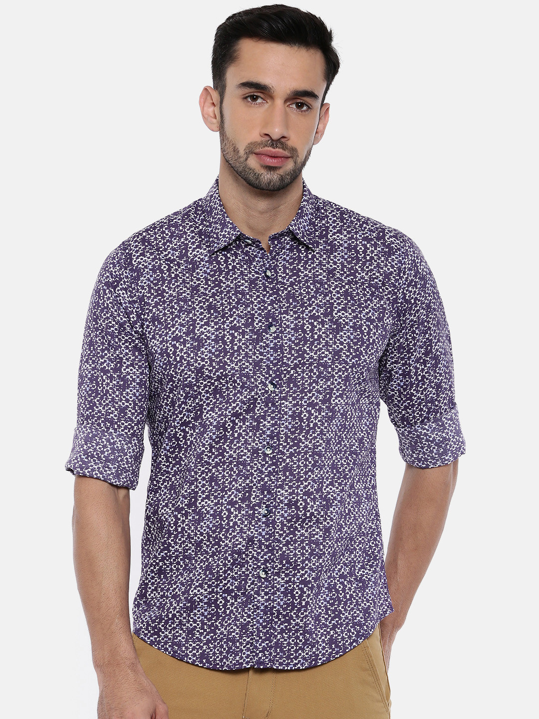 

Pepe Jeans Men Blue & White Slim Fit Printed Casual Shirt