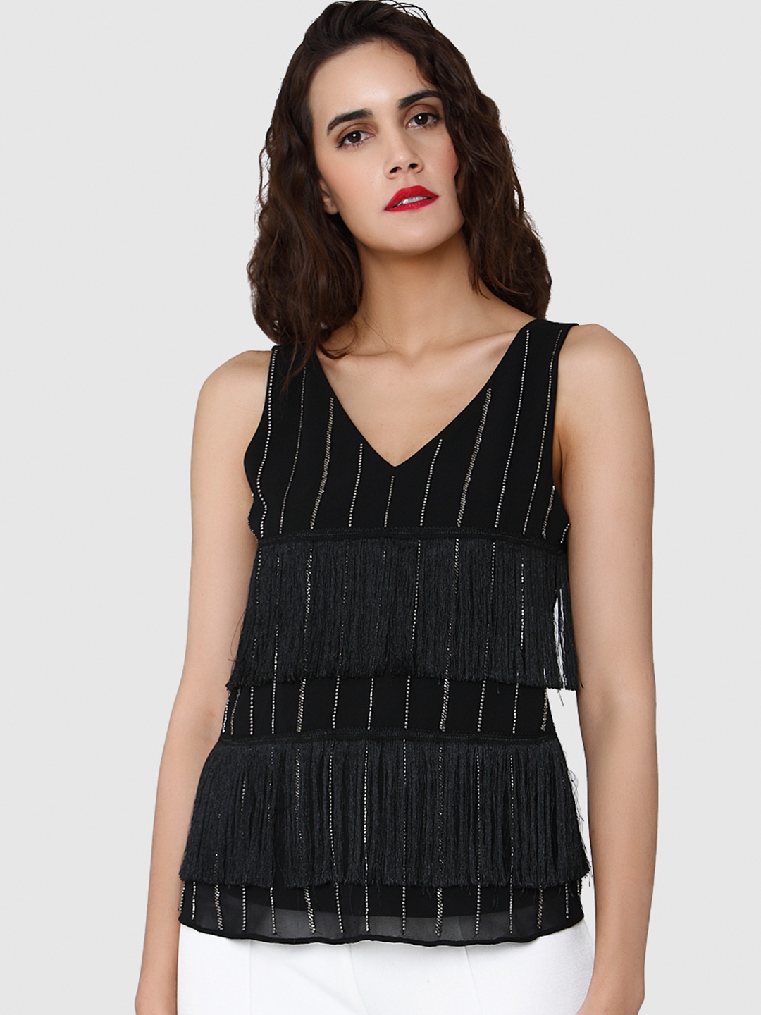 

Vero Moda Women Black Embellished Top