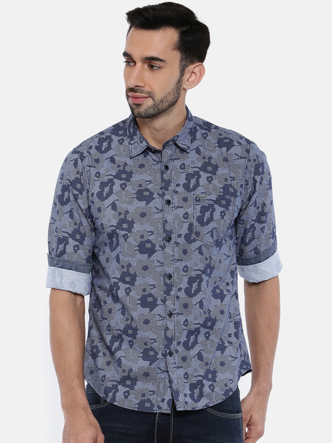 

Pepe Jeans Men Blue Regular Fit Printed Casual Shirt