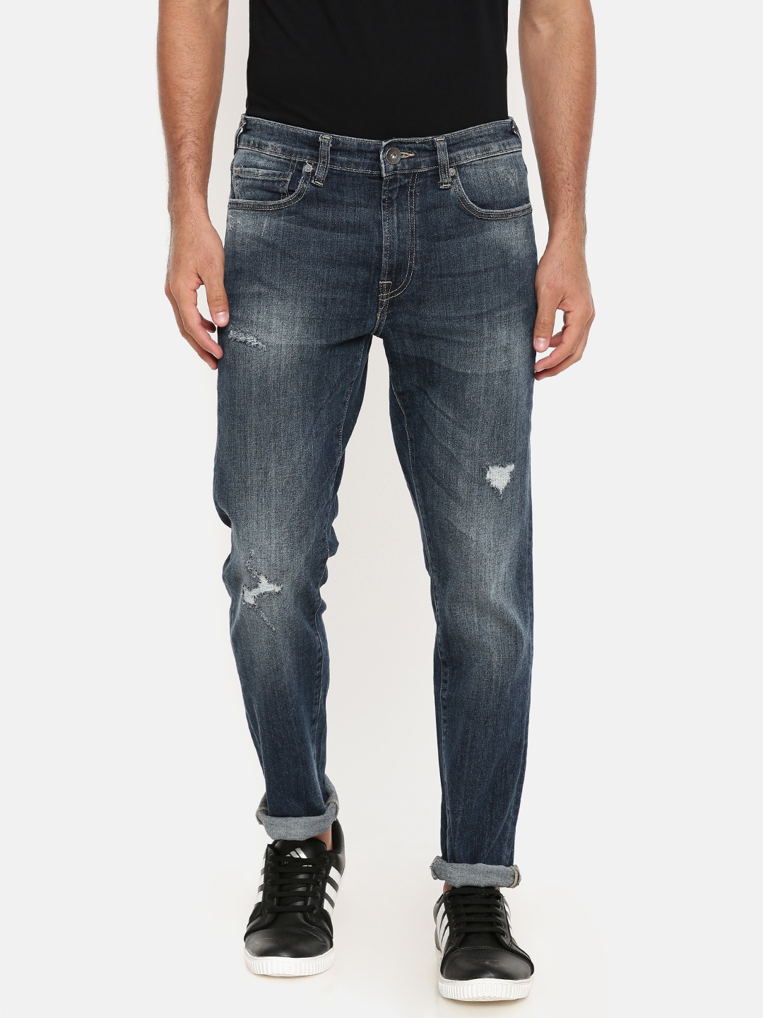 

Pepe Jeans Men Blue Skinny Fit Low-Rise Low Distress Stretchable CLAY Jeans