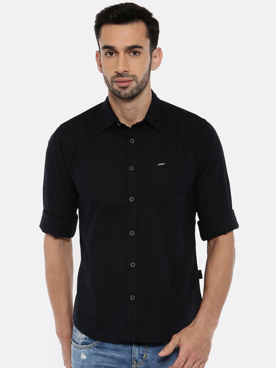 

Pepe Jeans Men Black Solid Casual Shirt