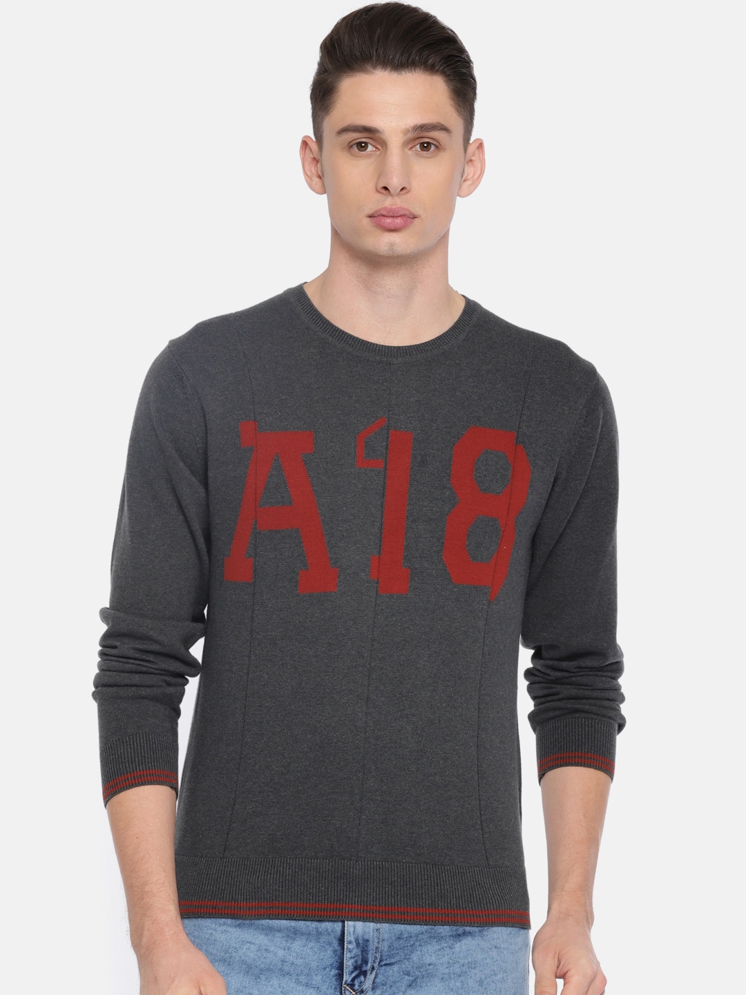 

Arrow Sport Men Grey Printed Pullover