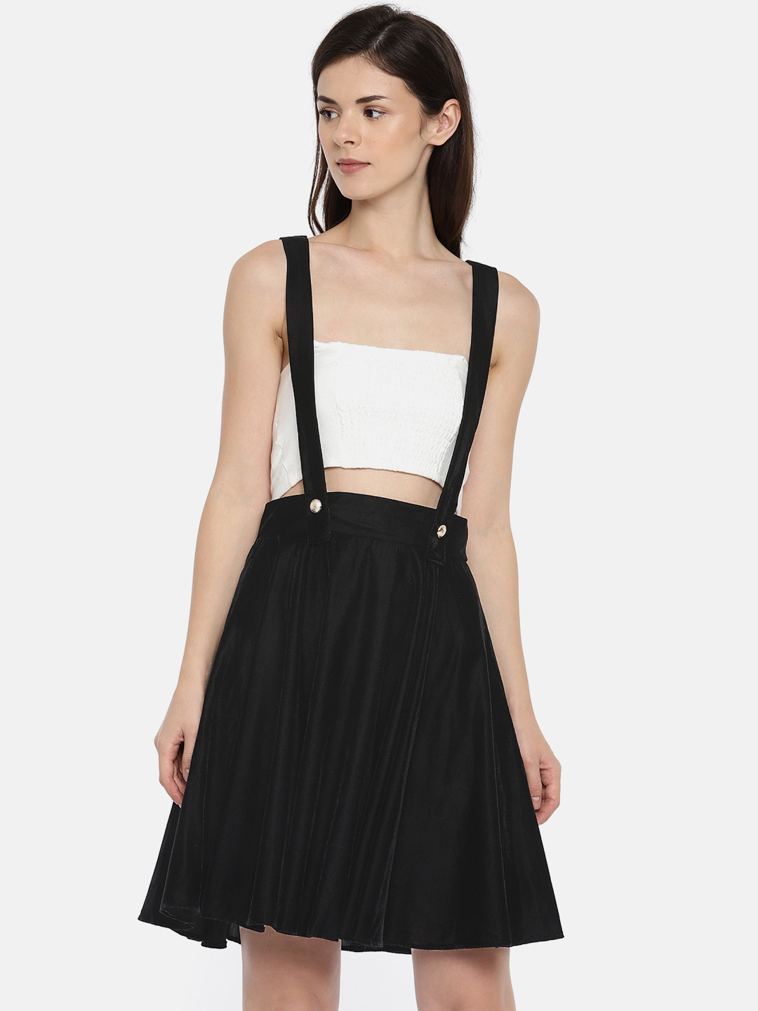 

ROVING MODE Black Velvet Pinafore Skirt