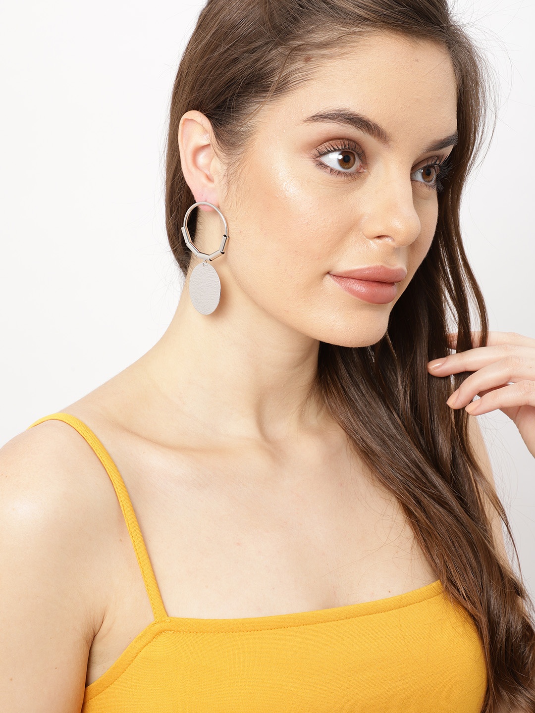 

Ayesha Silver-Toned Circular Drop Earrings