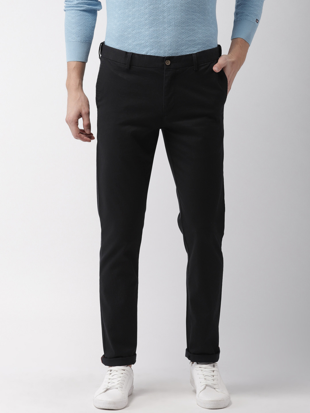 

Arrow Sport Men Black Chrysler Tapered Fit Solid Chinos