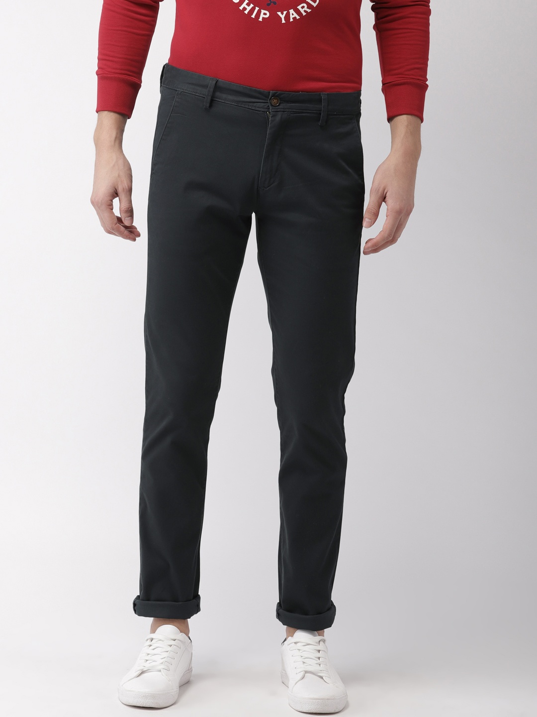 

Arrow Sport Men Navy Blue Chrysler Tapered Fit Solid Chinos