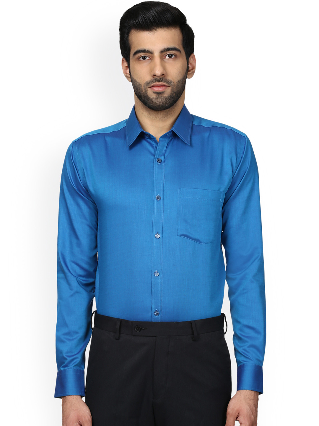 

Park Avenue Men Blue Slim Fit Textured Formal Shirt