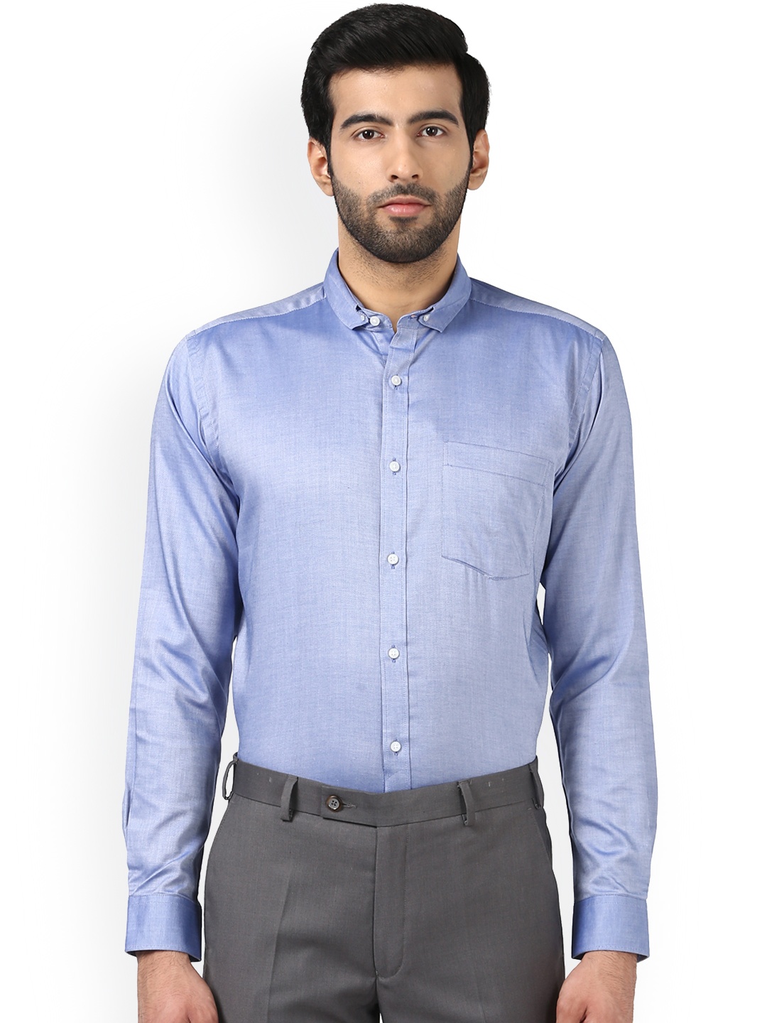 

Park Avenue Men Blue Slim Fit Self Design Formal Shirt