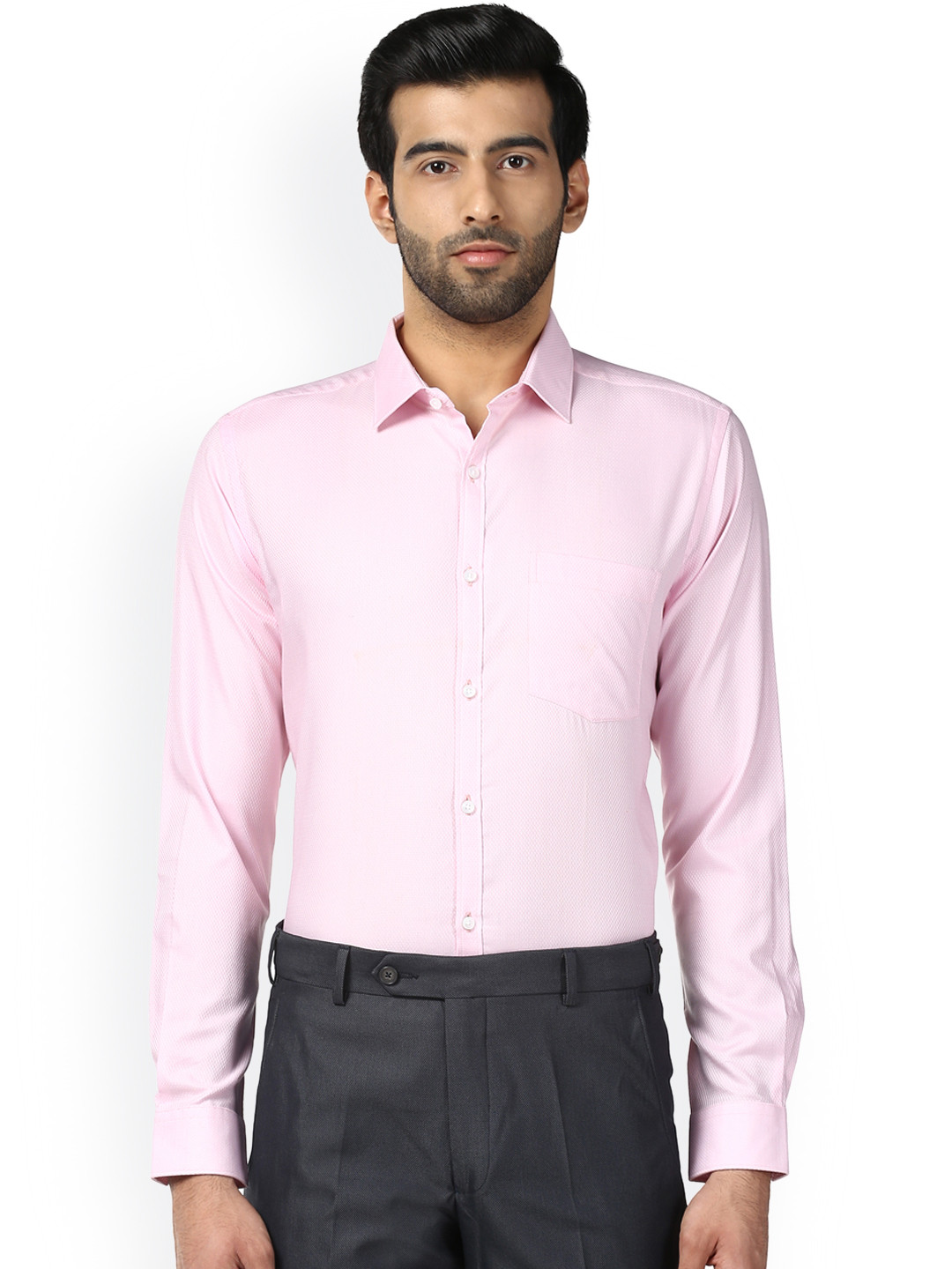 

Park Avenue Men Pink Slim Fit Self Design Formal Shirt