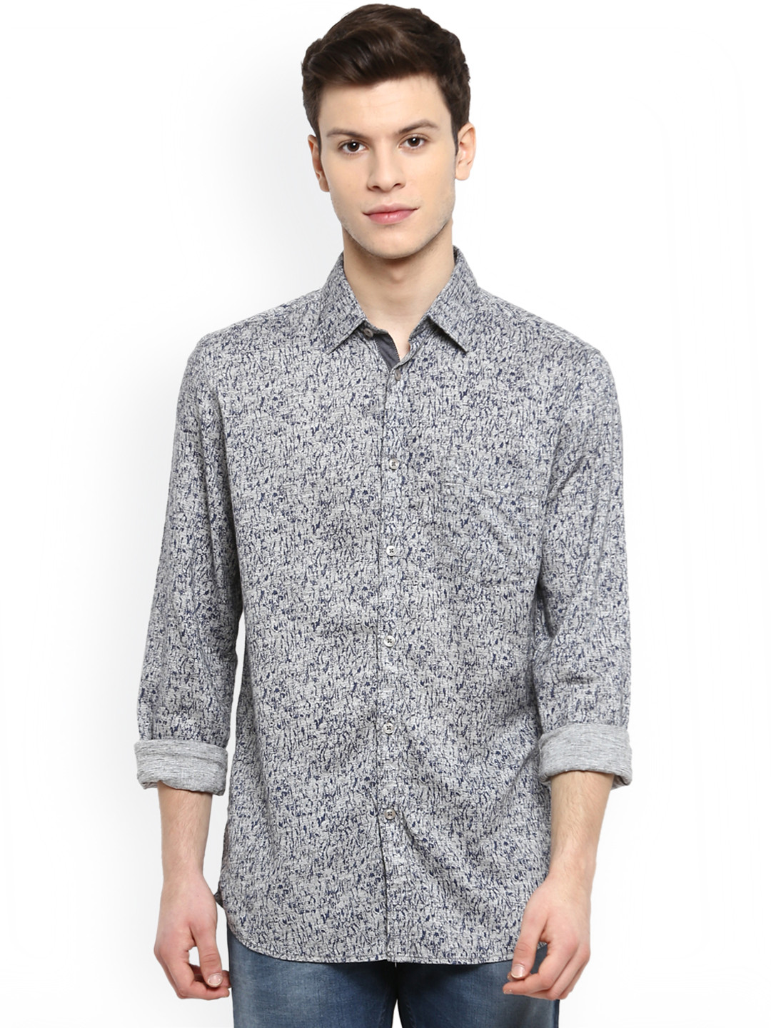 

Parx Men Blue & Grey Slim Fit Printed Casual Shirt