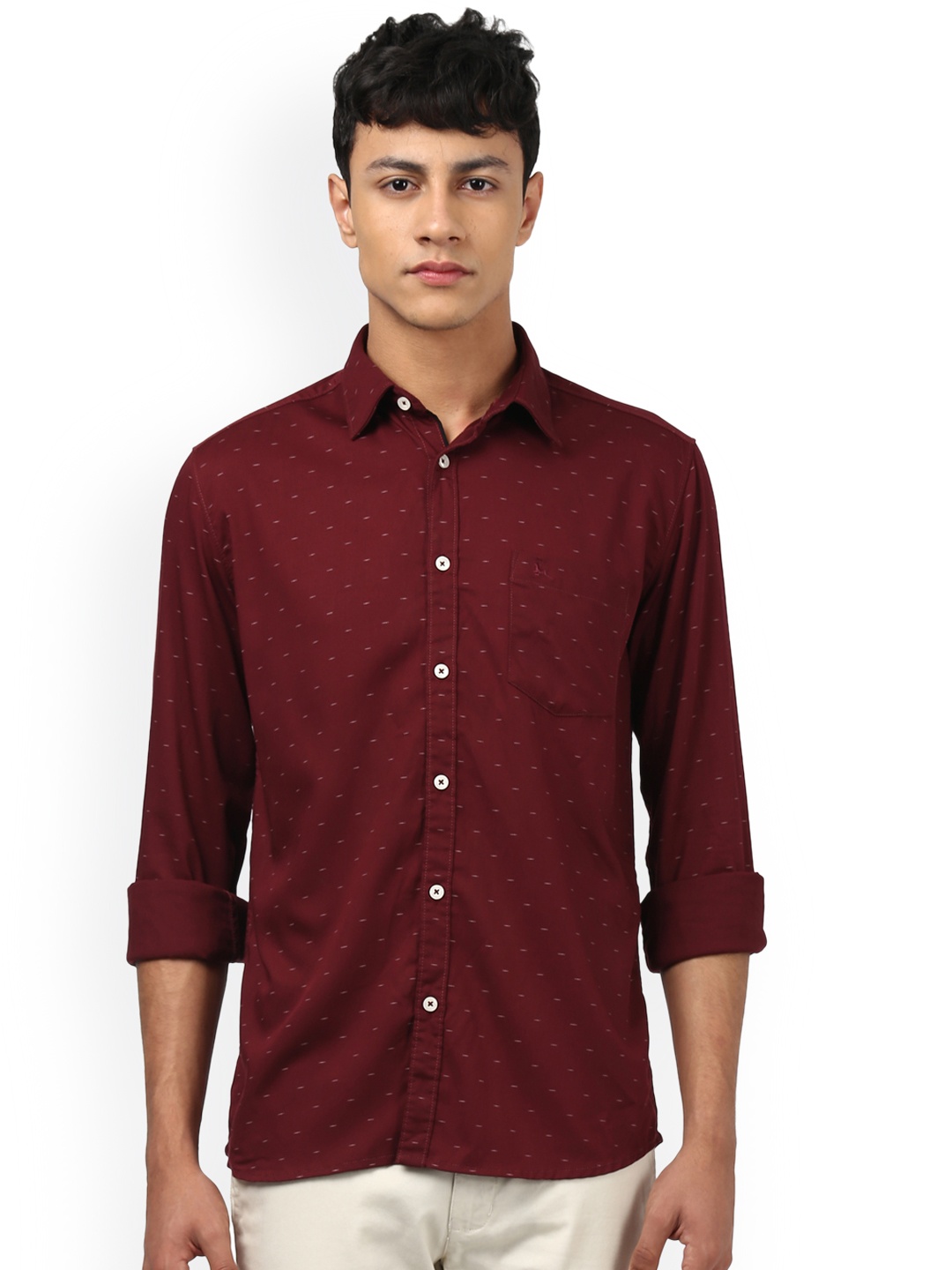 

Parx Men Maroon Slim Fit Printed Casual Shirt