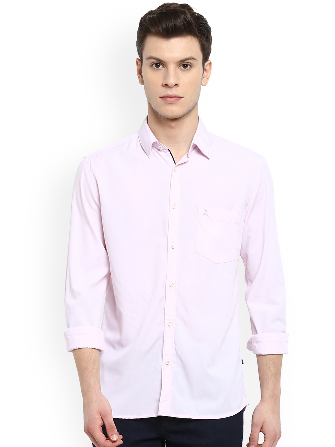 

Parx Men Pink Slim Fit Solid Casual Shirt