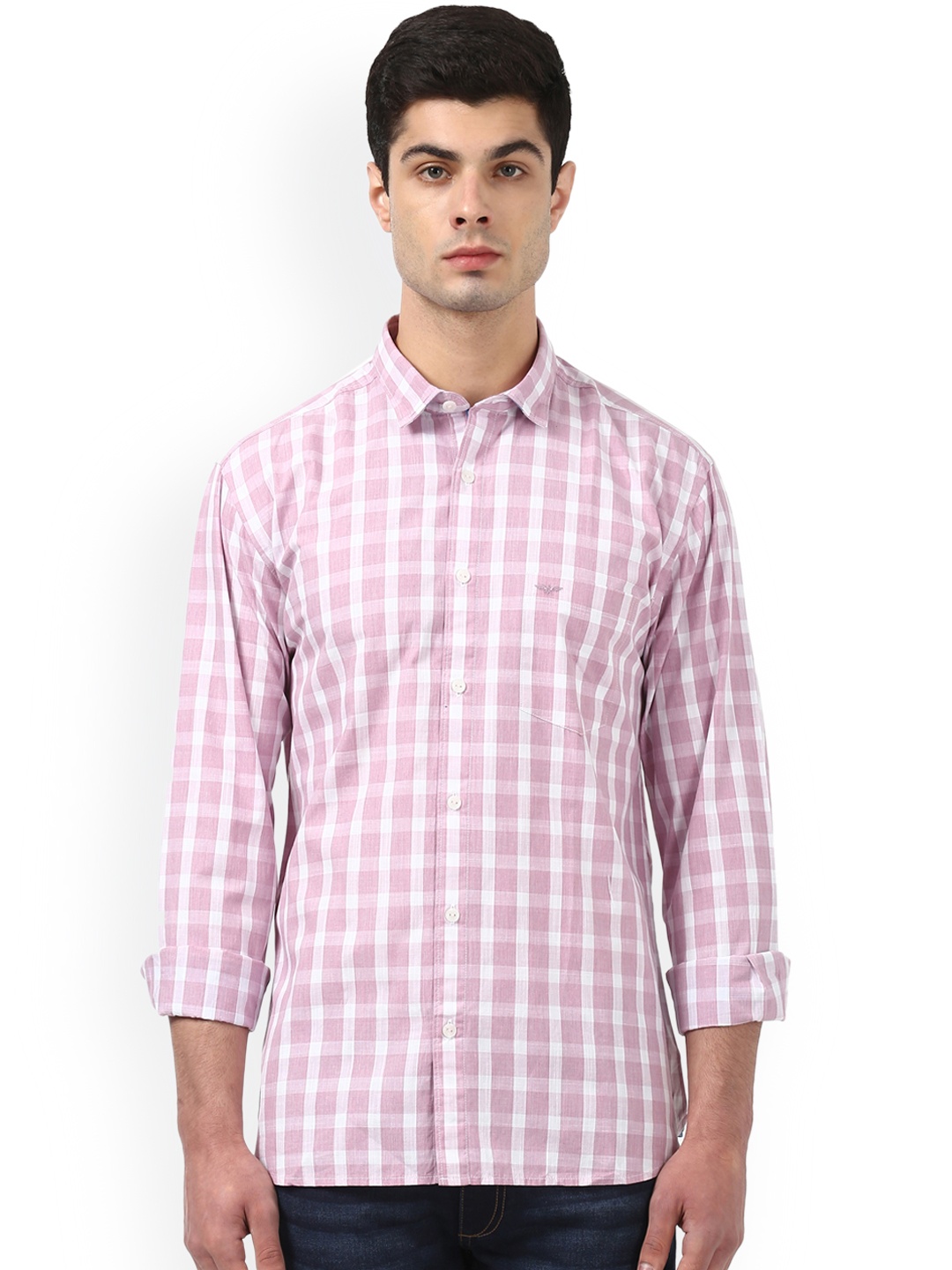 

Park Avenue Men Purple & White Slim Fit Checked Casual Shirt