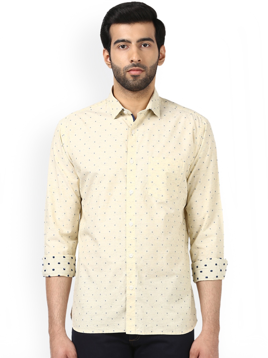 

Park Avenue Men Yellow Slim Fit Printed Casual Shirt